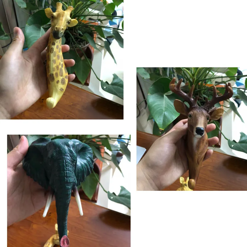Creative Animal Wall Hanging Hooks Coat Hangers Towel Clothes Key Bag Hat Holder Resin Vintage Retro Deer Elephant Decoration