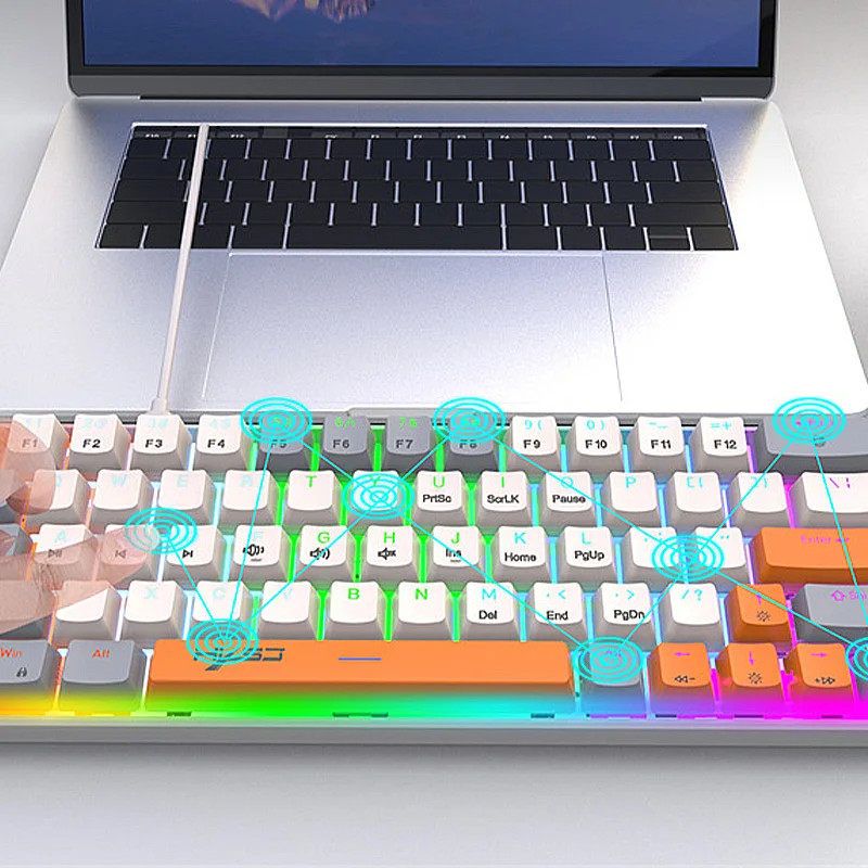 Hxsj v500 63 Tasten verkabelt mechanische Gaming-Tastatur Hot Swap able Blue Switch RGB USB Typ C Layout Gaming-Tastatur