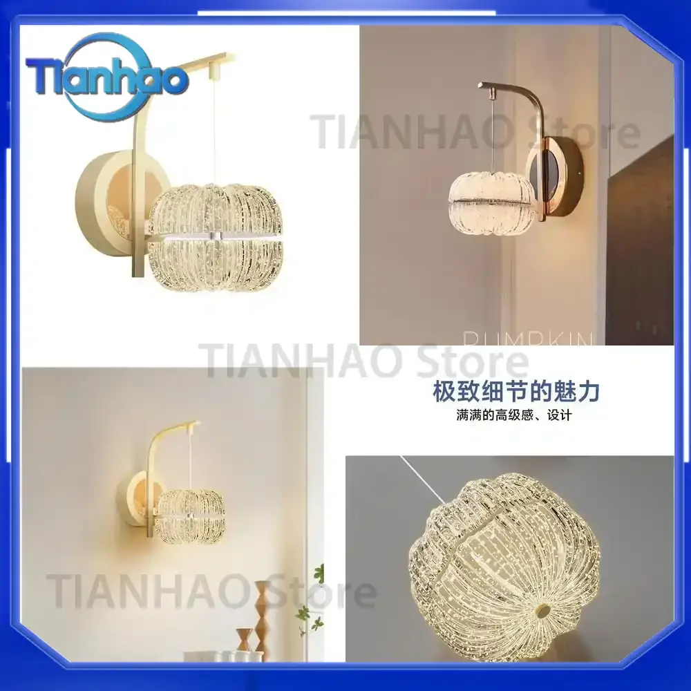 LED Wall Lamp for European Style Cream Wind Bedroom Bedside Living Room Background Corridor Decorative Lighting