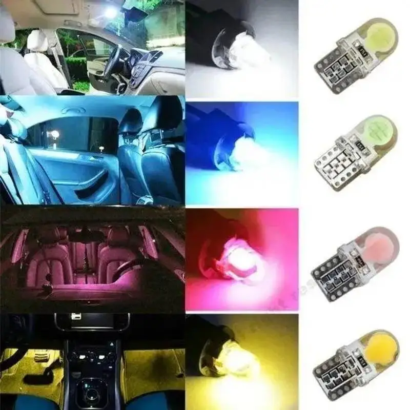 1Pcs T10 W5W LED Bulb Car Interior Light Turn Side License Plate Lamp 5 Colors