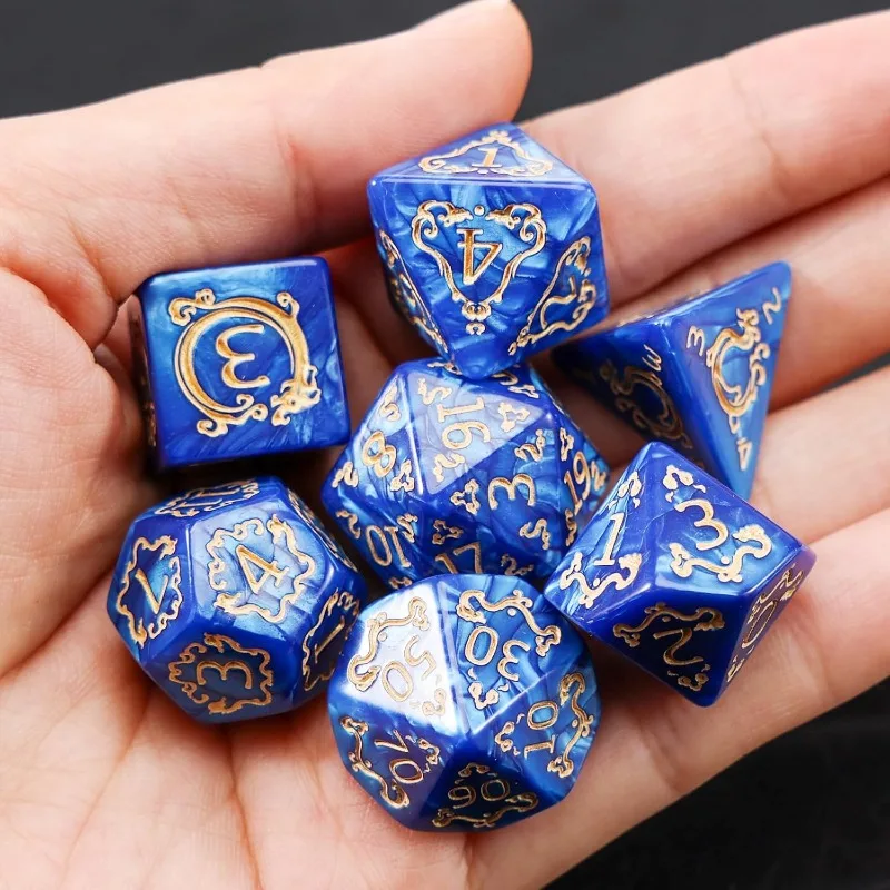 لعب الأدوار لعبة النرد 7 قطعة DND مجموعة التنين نمط النردات متعددة السطوح ل D & D TRPG مجلس لعبة هدية الملحقات