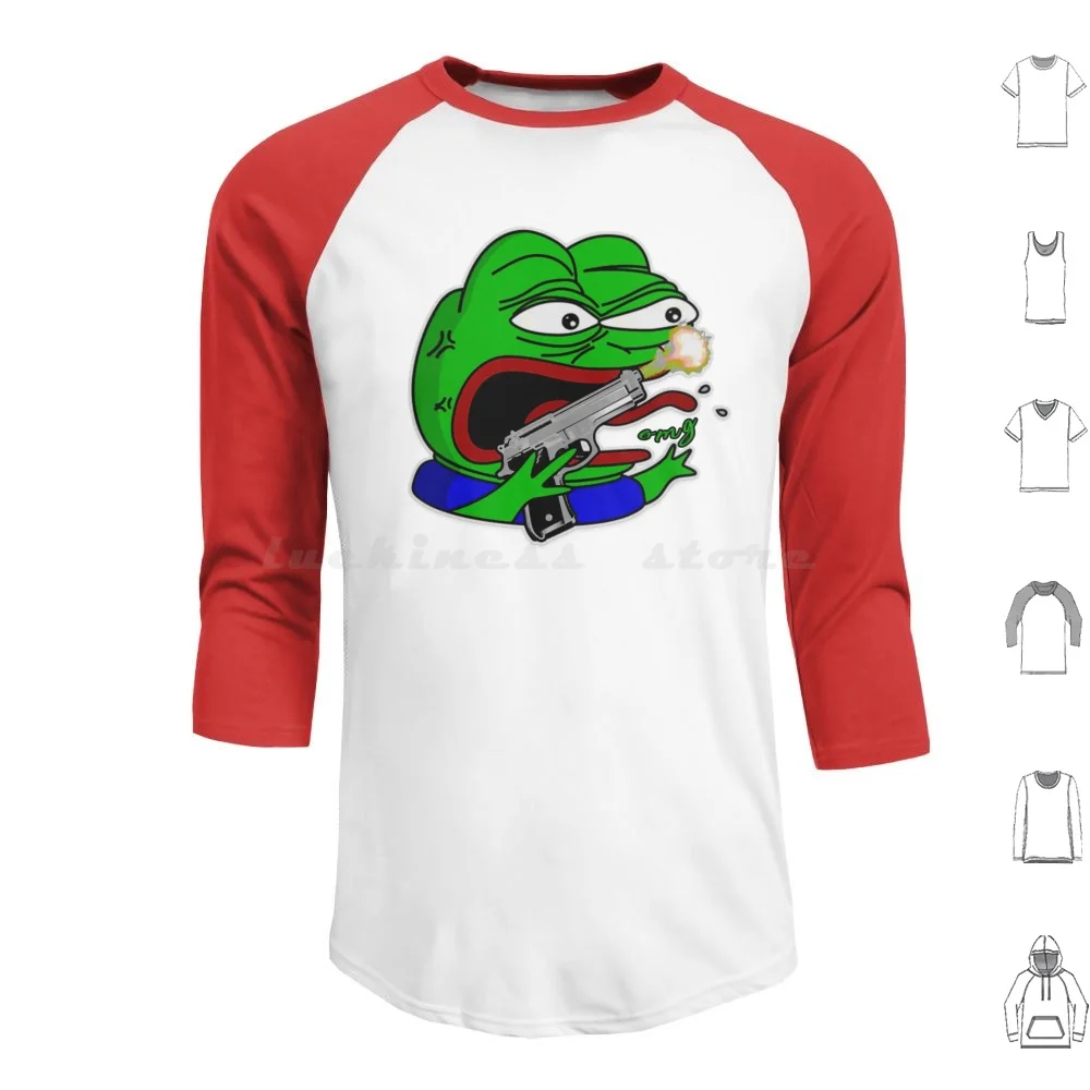 Omg Frog Fired The Wrong Shot | Funny Frog Hoodie cotton Long Sleeve Frog The Gun Omg Frog Fired The Wrong Shot Funny