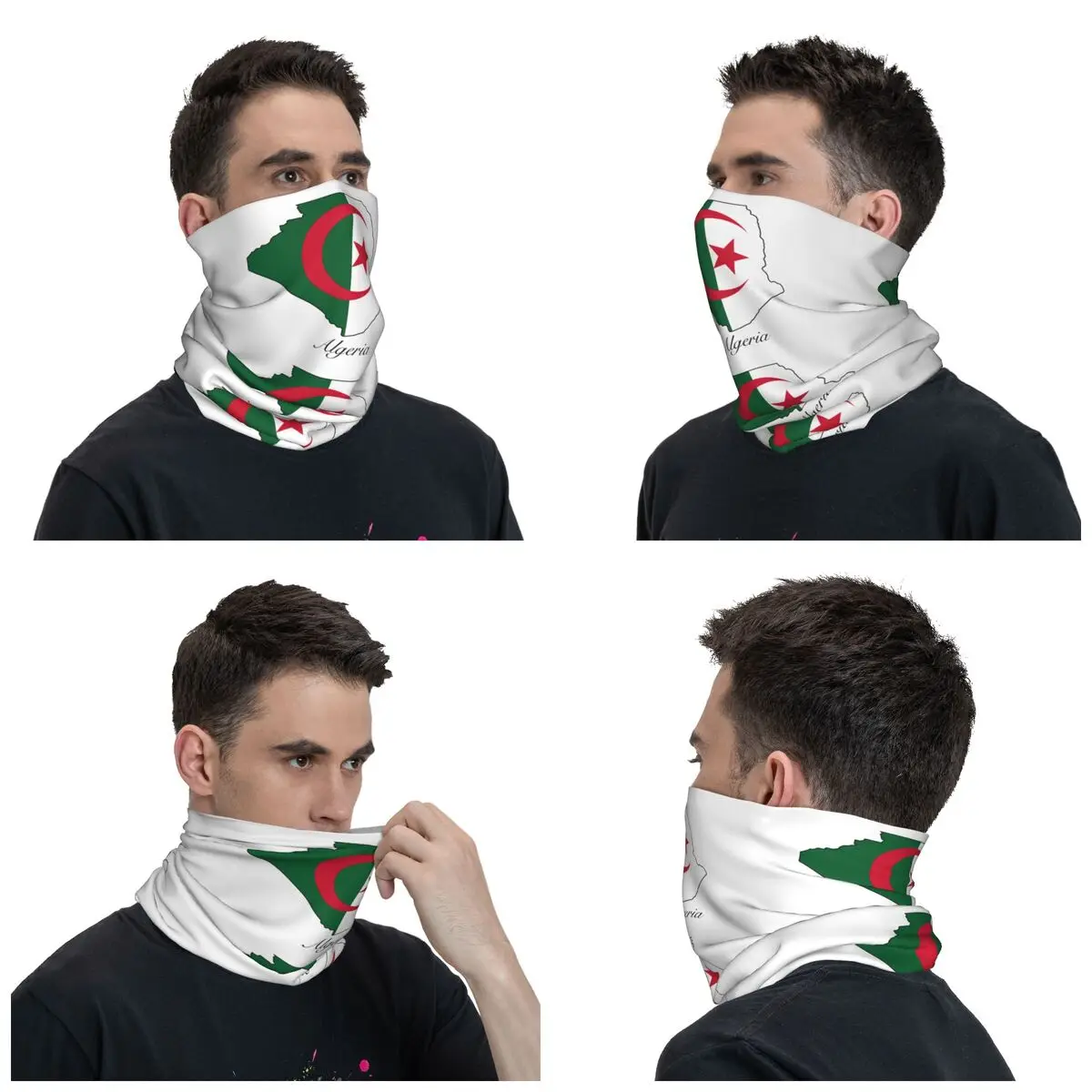 Algeria Flag Map Bandana Neck Cover Printed Balaclavas Magic Scarf Multi-use Face Mask Running Unisex Adult Winter