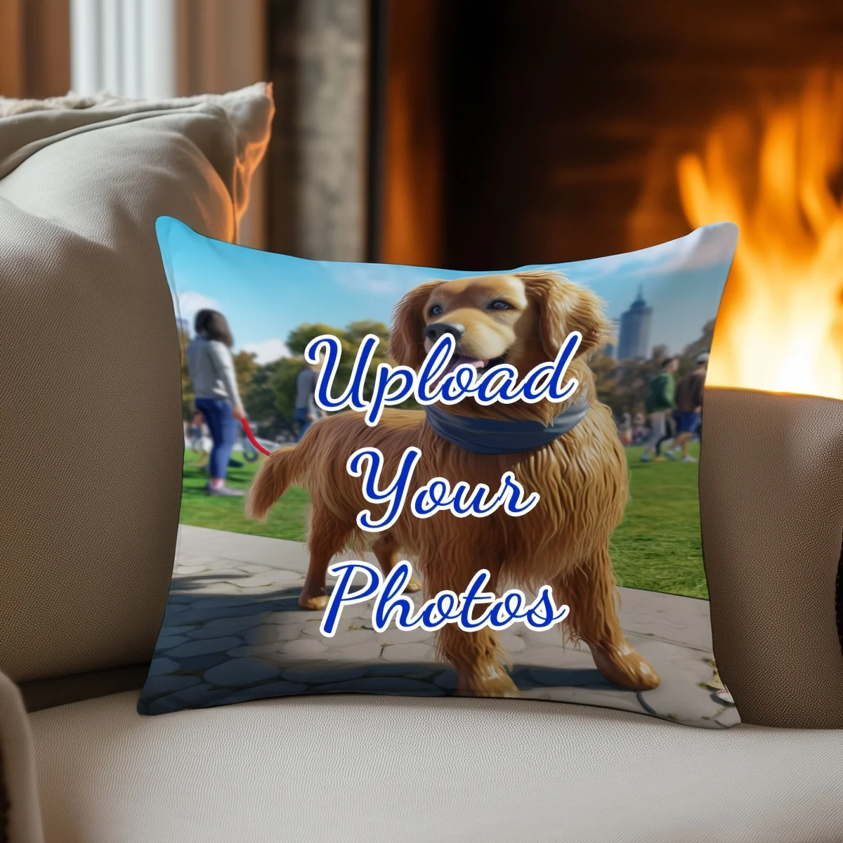 Customized photo or text personalized pillowcases, 18x18 inches, short plush fabric, single-sided print, pet cat design, bedroom