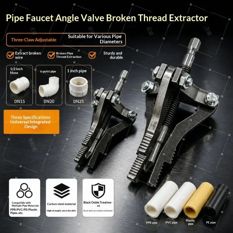 3-Jaw Internal Broken Screw Extractor Tool Broken Bolt Remover Easy Out Extractor Kit For Damaged Screws Bolts And Studs