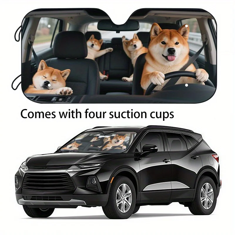 

1pc Fun Car Sunshade With 2 Sizes To Choose, Ideal Holiday Gift For Your Vehicle – Keeps Your Car Cool And Prevents Interior Agi