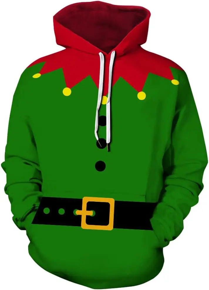 Sweat à capuche de Noël imprimé 3D drôle pour hommes, père Noël, sweats à capuche de couple PVD, survêtement adulte unisexe, cadeau de Noël pour enfant, vêtements