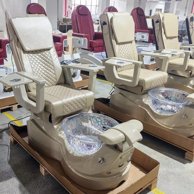 Ergonomic Luxury Pedicure Chair with Back Massage Foot Spa Whirlpool Jets LED Lighting and Electric Recline Pedicure Chair