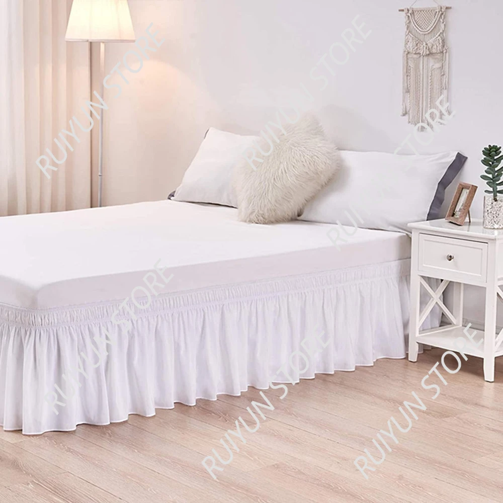 White Bed Skirt Elastic Band Wrap Around Bed Skirt Home Hotel Bed Skirt Bed Cover Without Surface Couvre Lit Bed Protector