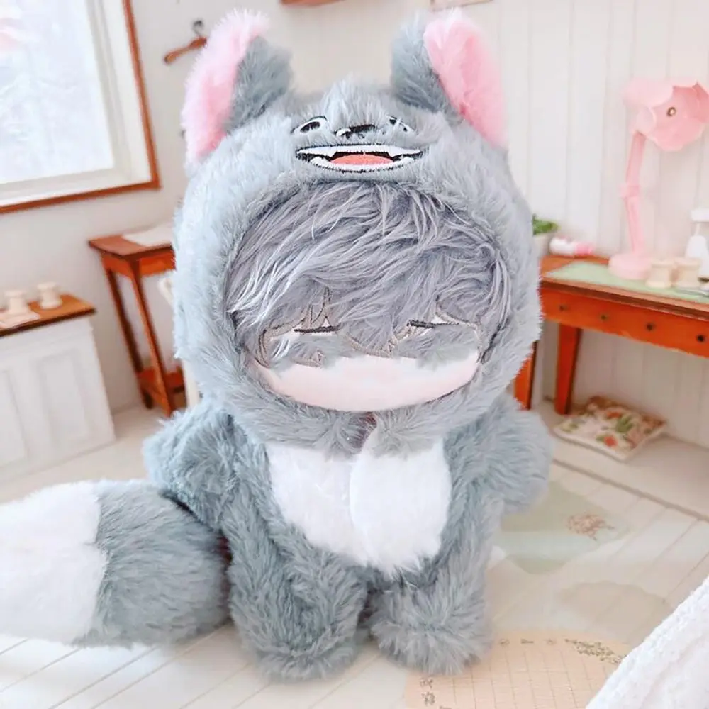 Playing House Toy Accessories Fox Wolf Bear 20cm Doll Clothes One-piece Garment Jumpsuits With Tail Cartoon Animal Outfit