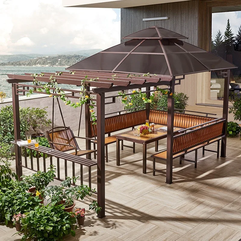 Grape rack courtyard sun board outdoor simple sunshade canopy wrought iron table and chairs