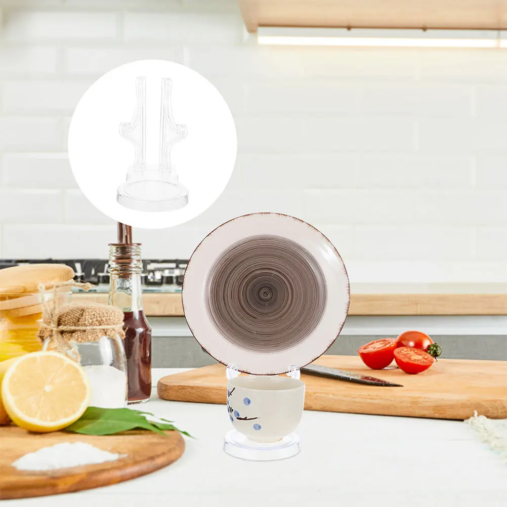 

Transparent Acrylic Teacup Saucer Display Holder Clear Compact Rack Coffee Mug Stand Kitchen Space Saver Organizer Storage