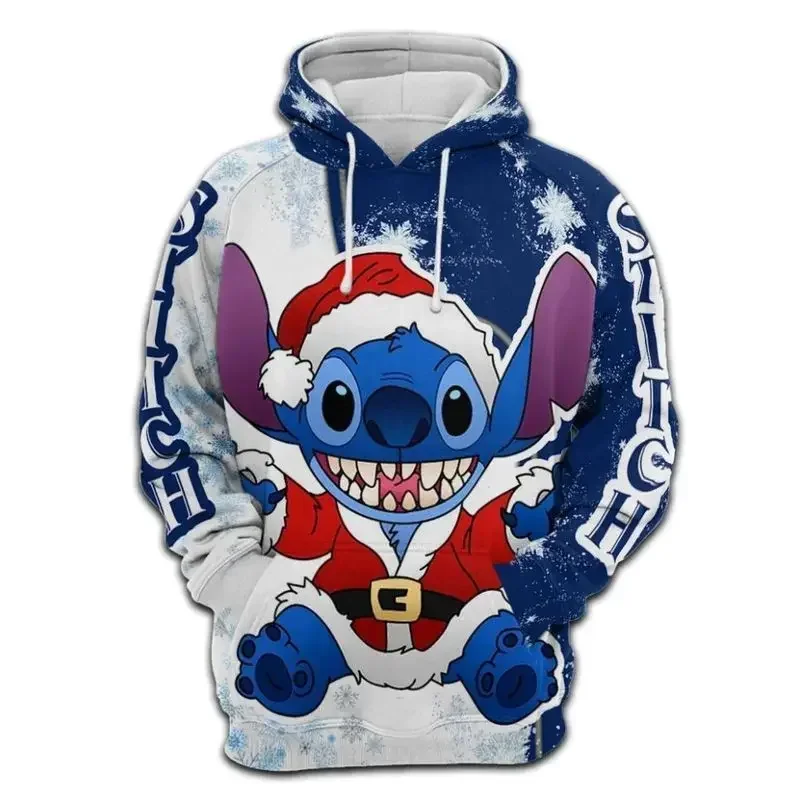 2024 Men's 3D Printing Disney Halloween Lilo and Stitch Hoodie Women's and Children's Street Leisure Sports Pullover