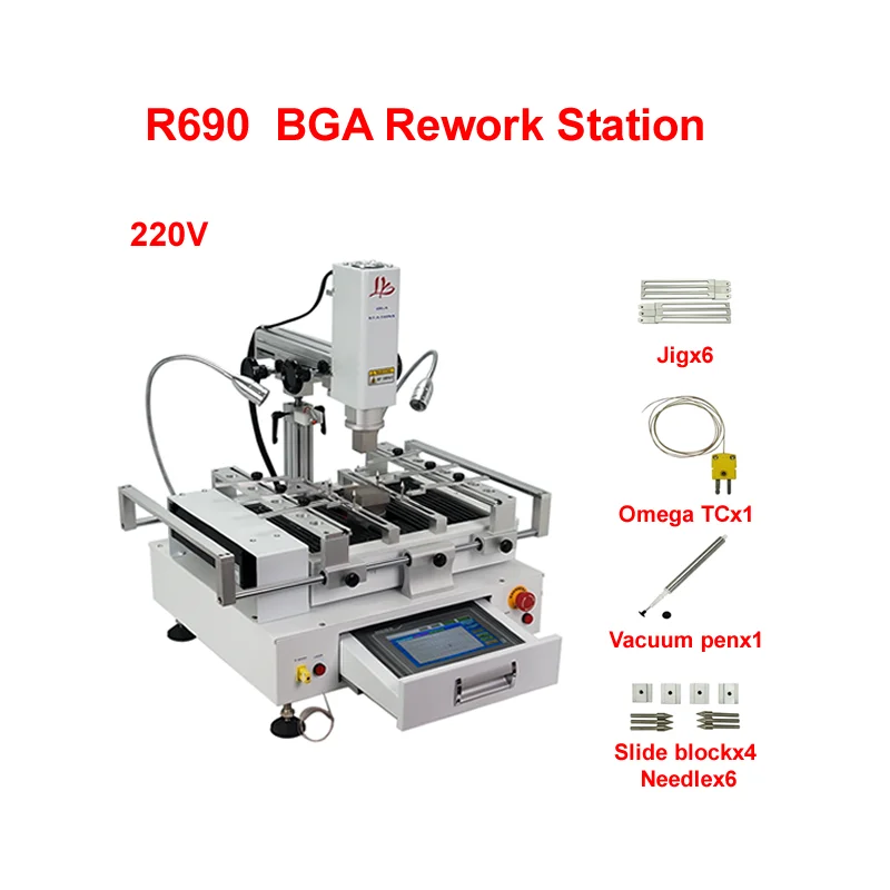 

New Version R690 V.3 BGA Rework Station Solder Stations 3 Zones Hot Air Touch Screen With Laser Point 4300W EU Plug