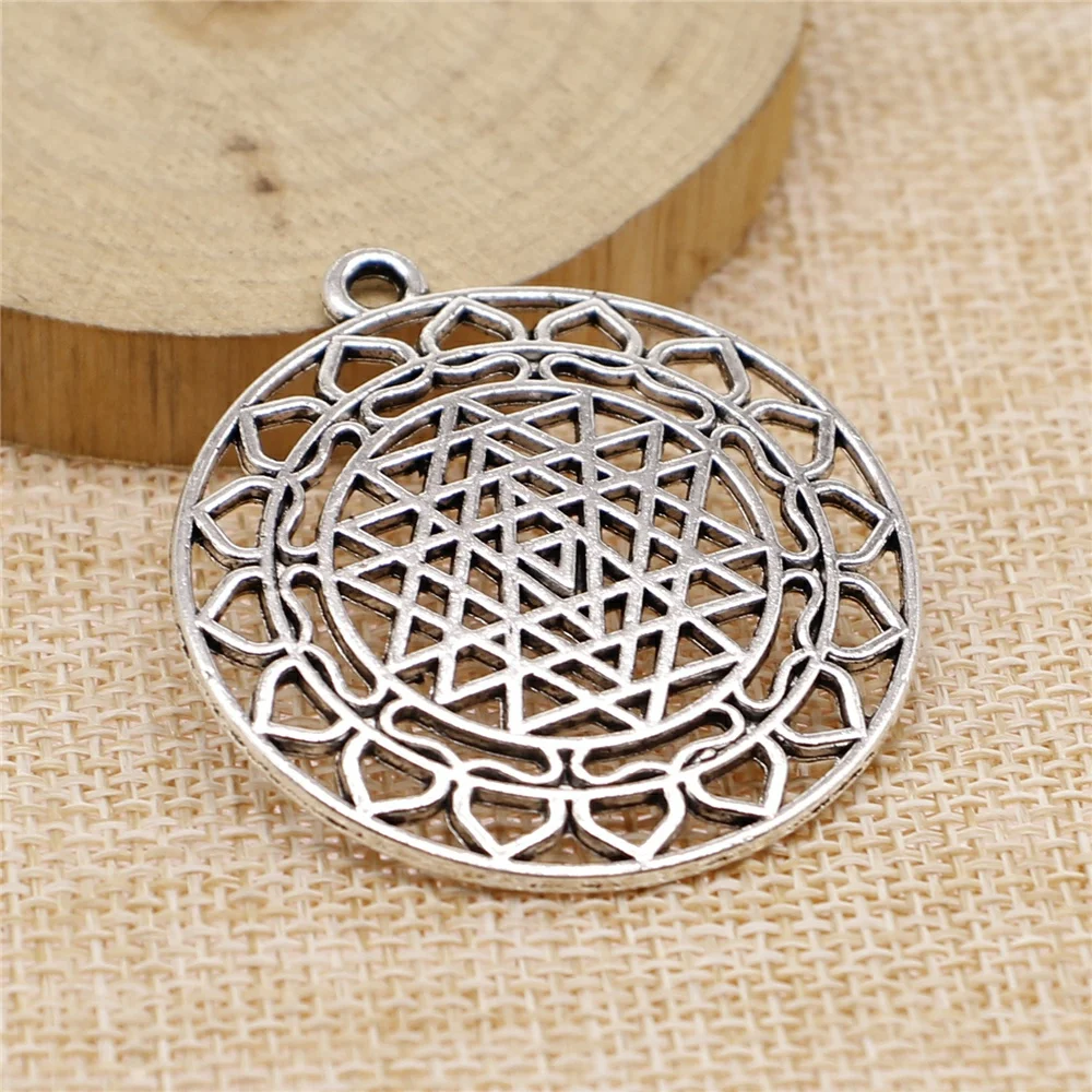 WYSIWYG 4pcs 44x40mm Filigree Sri Yantra Pendants For Jewelry Making For Earring Making Necklace Making