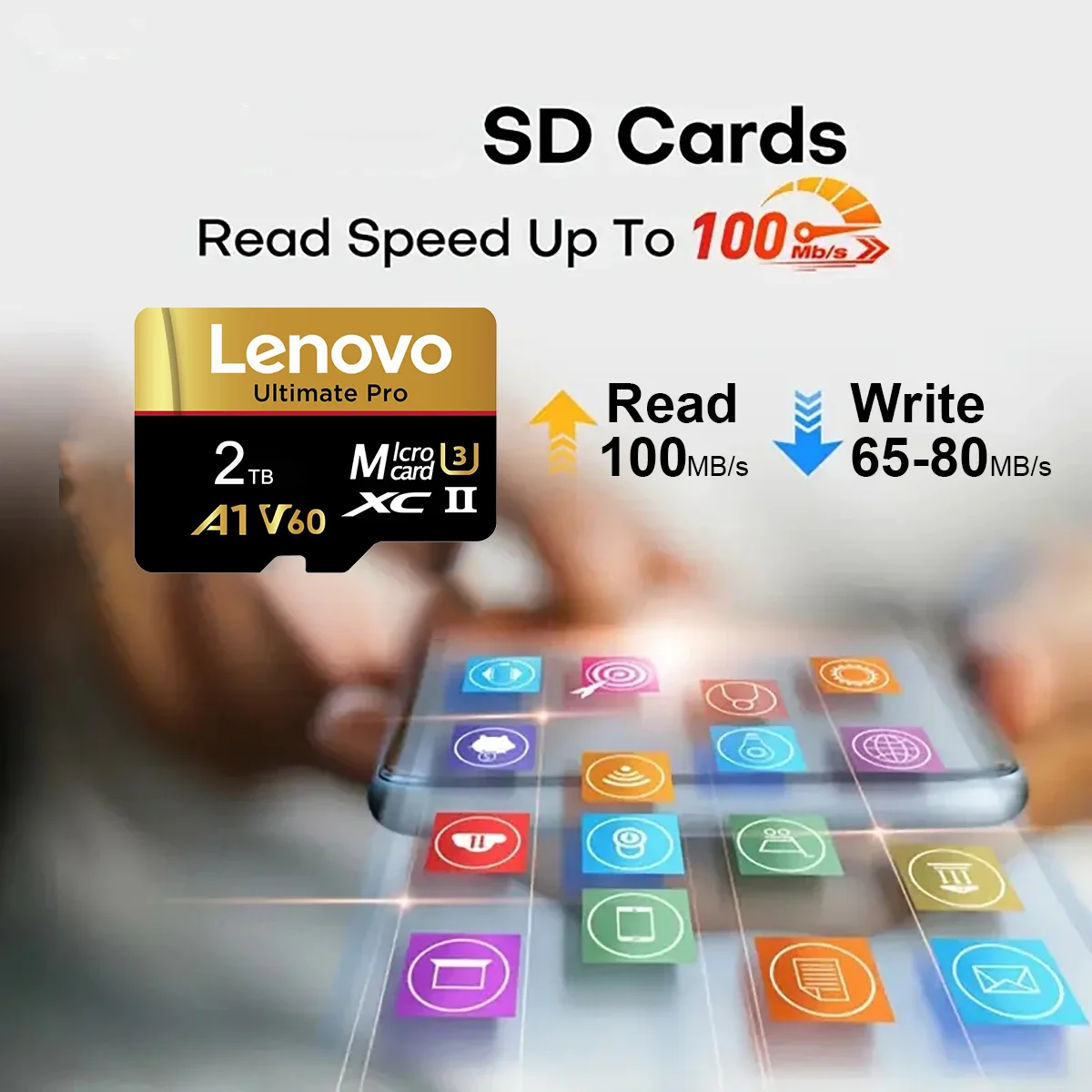 Lenovo High Speed Micro TF SD Card TF Flash Card Memory Card 128GB 256GB 512GB A2 V30 4K Full HD For GoPro Action Camera Switch
