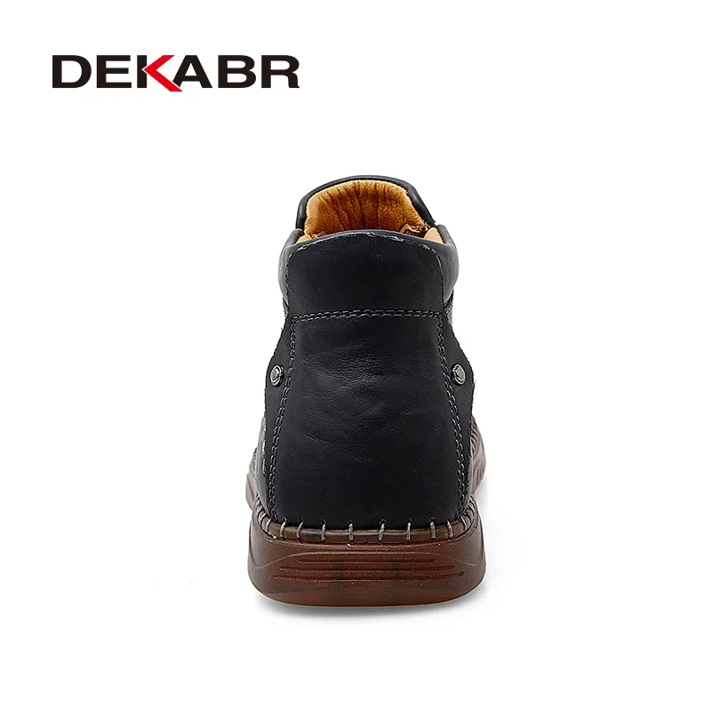 DEKABR Ankle Boots Men Leather Casual Boots British Style Fashion Comfortable Mens Shoes Big Size Men Boots 47