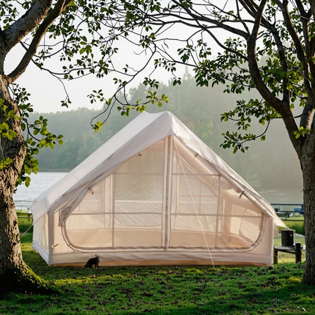 

Outdoor Automatic Inflatable Tent for Camping Thickened Roof with Straight Bracing Type Canvas Fabric