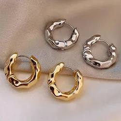 Simple Silver Color Golden Metal Hoop Earrings for Women Fashionable Personalized Daily Accessories Party Jewelry Birthday Gifts
