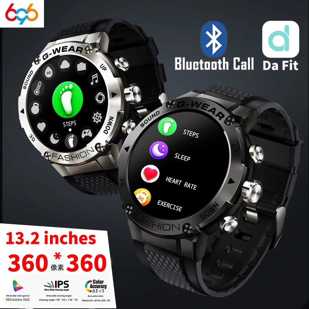 2025 Men Smart Watch Blue Tooth Call 1.32 IPS 360*360 HD Screen Sports Smartwatch Fitness Tracker 380mAH Music Waterproof Clock