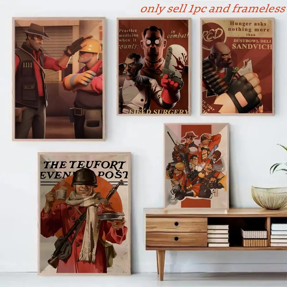 Popular Game T-Team Fortress 2 Painting Calligraphy Canvas Mural  Interior Walls Crease-Free Beautiful For Living Room Bedroom