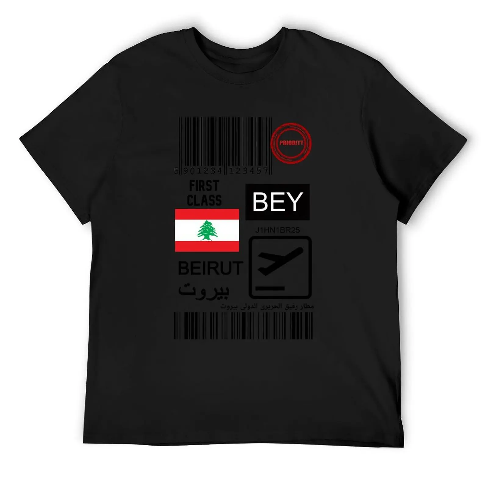 Beirut-Rafic Hariri International Airportluggage tag / ticket T-Shirt summer clothes plain cute clothes men tshirt