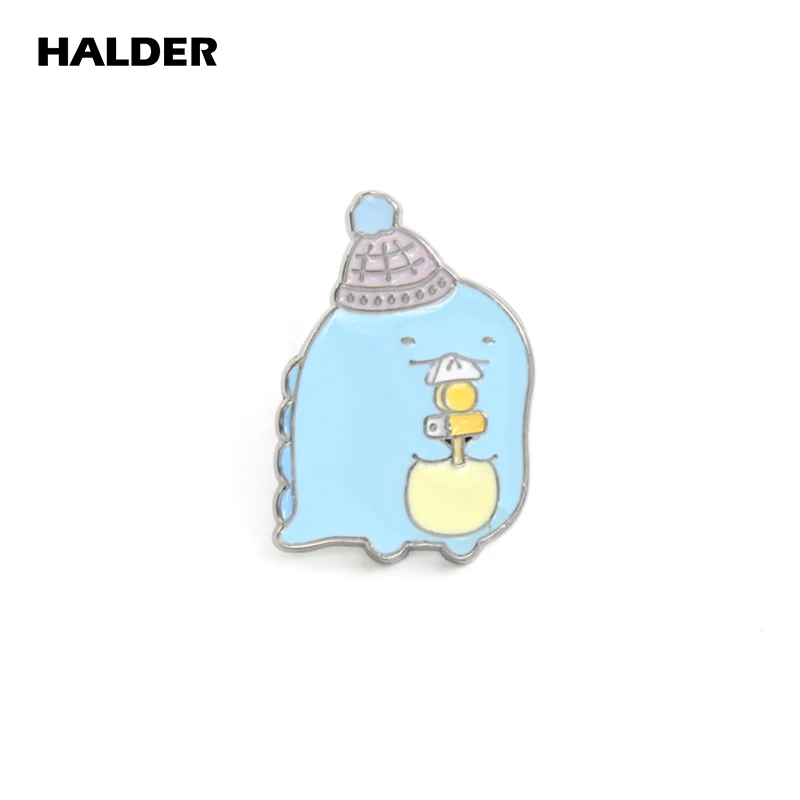 HALDER Cartoon Sumikko Gurashi Enamel Pins Corner Creature Badges White Bear Lizard Cat Pig Cucumber Brooch Gifts For Jewelry