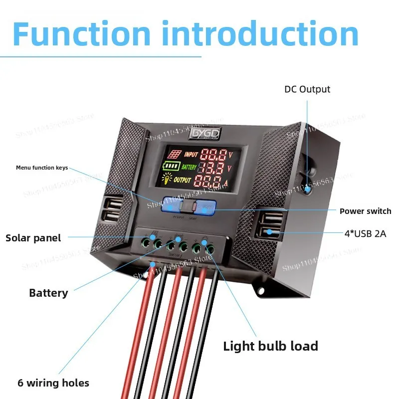 mpptソーラー充電コントローラー-–-12v-24v-20-30a、デュアルusbとlcdディスプレイ付き、ソーラーシステム用