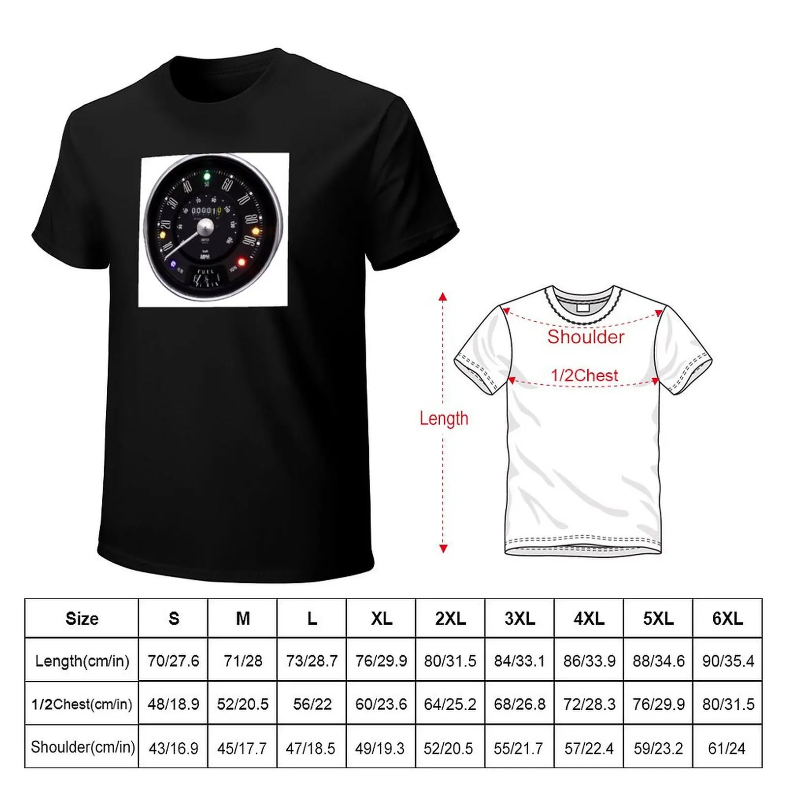 Classic Mini Smiths 90 MPH Speedometer T-Shirt Light Athletic Short Sleeve Tee Shirt