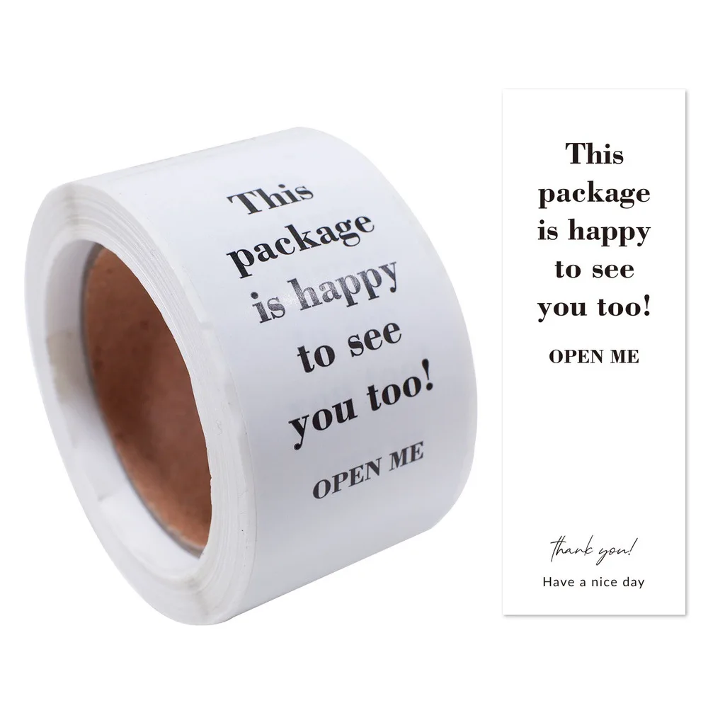 100 stks/rol Dank U Sticker Seal Etiketten Kleine Relatiegeschenk Decor Sticker Dit Pakket LS Gelukkig Te zien U Te 3*9 cm