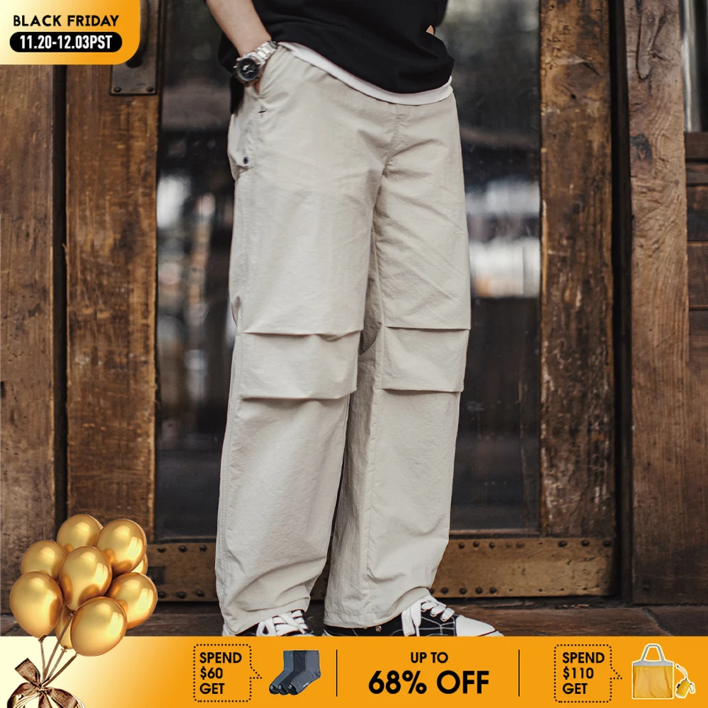 

Maden новые винтажные морщинистые брюки десантника с тонкой эластичной резинкой на талии, повседневные прямые брюки для мужчин, весенние универсальные спортивные штаны