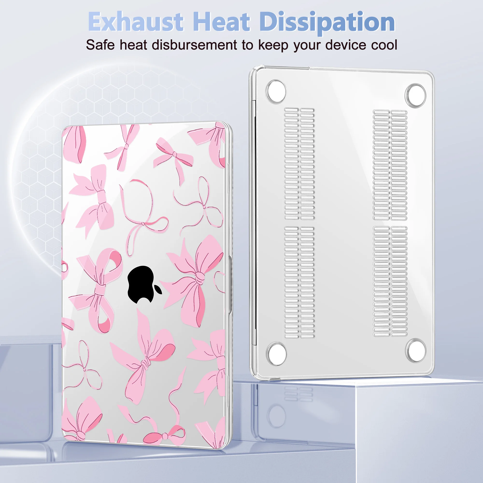 الوردي كريستال القوس طباعة غطاء واقٍ مزخرف لهاتف آيفون لماك بوك حافظة M4 الشبكية الهواء 13 A3240 A3113 A2681 M2 M3 M1 A2337 Air A2179 13.3 بوصة برو 14 16