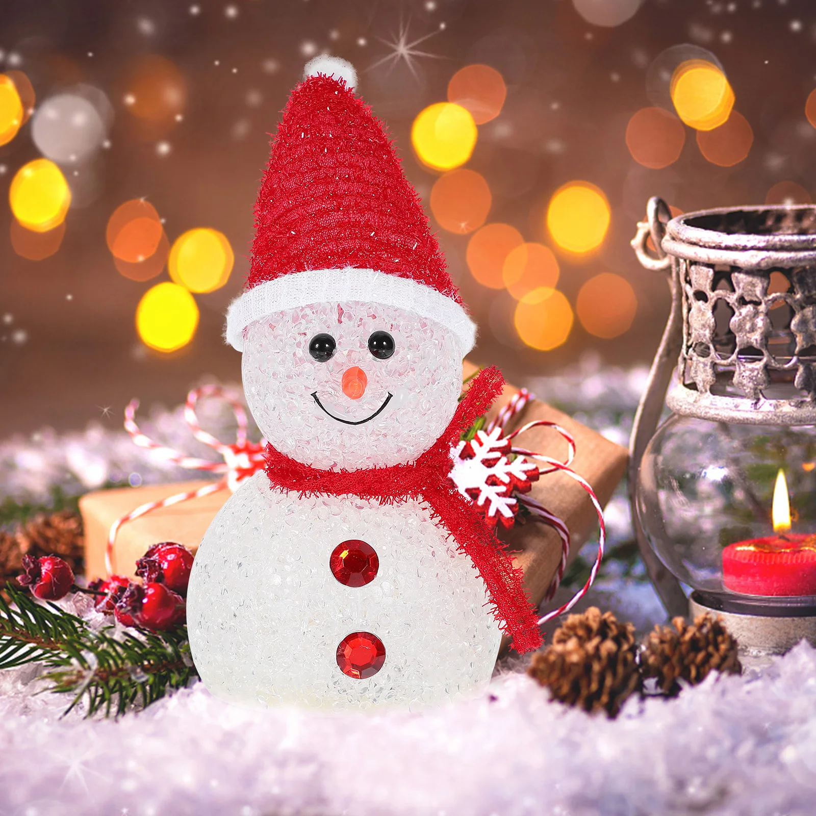 

Christmas Snowman Light 88x195mm Red Warm Xmas Party Light Lamp for Table Desk Shelf Decor Xmas Party Home Use