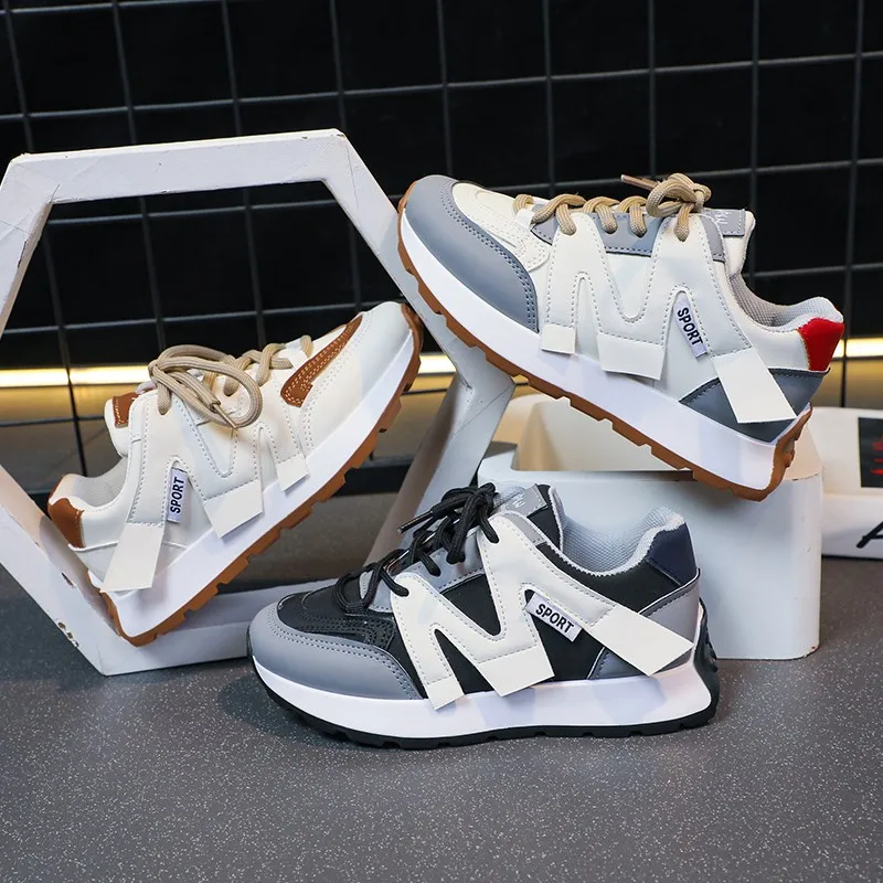 Sneakers Children Korean Version Student Thick Sole Breath Comfort Wear-resistant Lace Up Letter Casual Shoes Forrest Gump Shoes