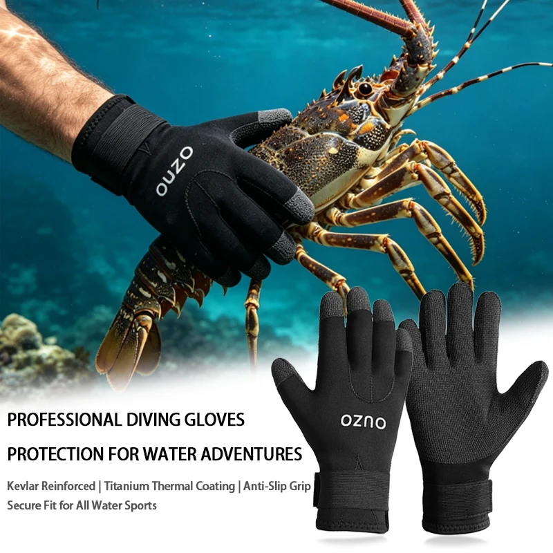 

3mm Diving Gloves - CR Titanium Coated , Anti-Cut , Anti-Slip , Warm Spearfishing Gloves for Surfing Snorkeling