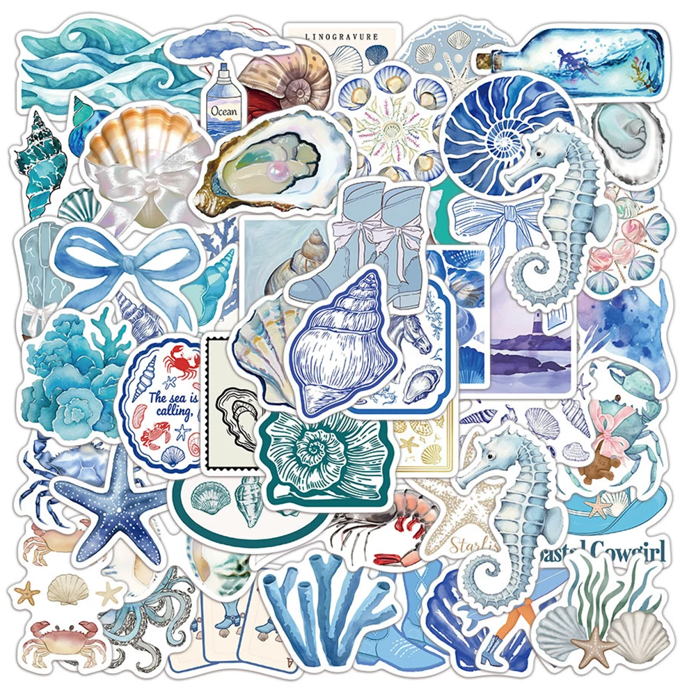 10/30/50pcs Del Fumetto Mediterraneo Oceano Blu Del Fumetto Degli Autoadesivi Decalcomanie FAI DA TE Del Computer Portatile Del Telefono Del Diario Frigo Decorazione adesivo giocattoli per bambini