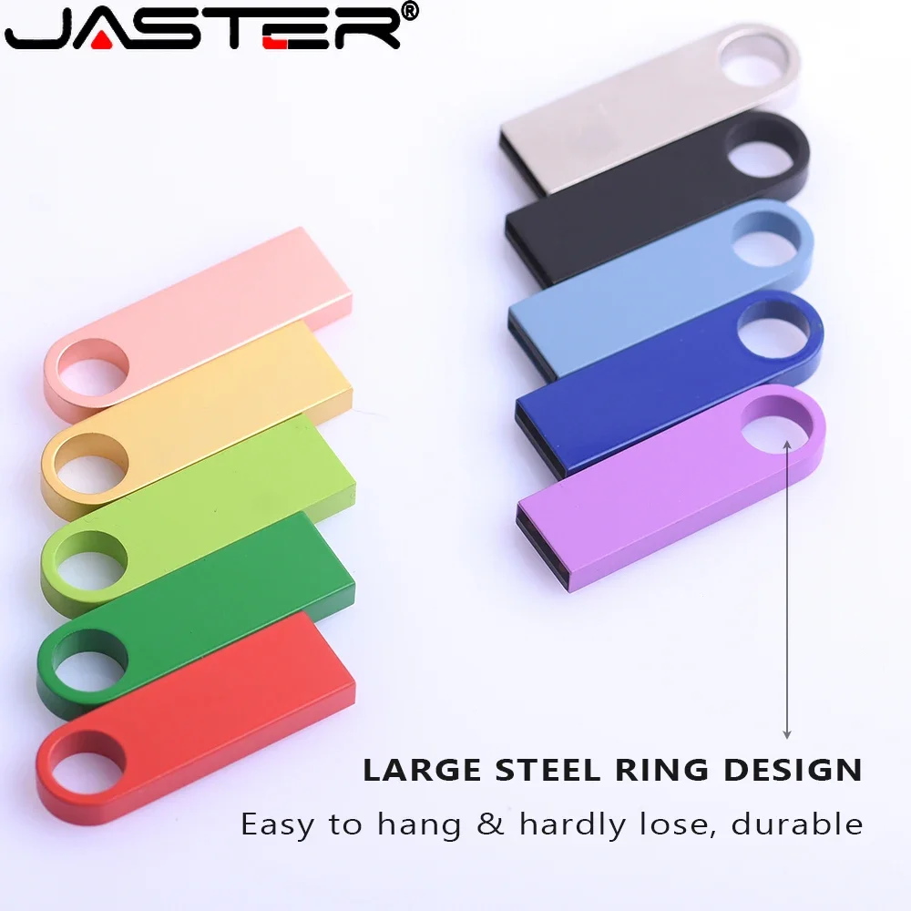 

JASTER Colorful Metal USB Flash Drive 128GB Real Capacity Pen Drives 64GB Portable Memory Stick 32GB Free Key Chain Pendrive 8GB