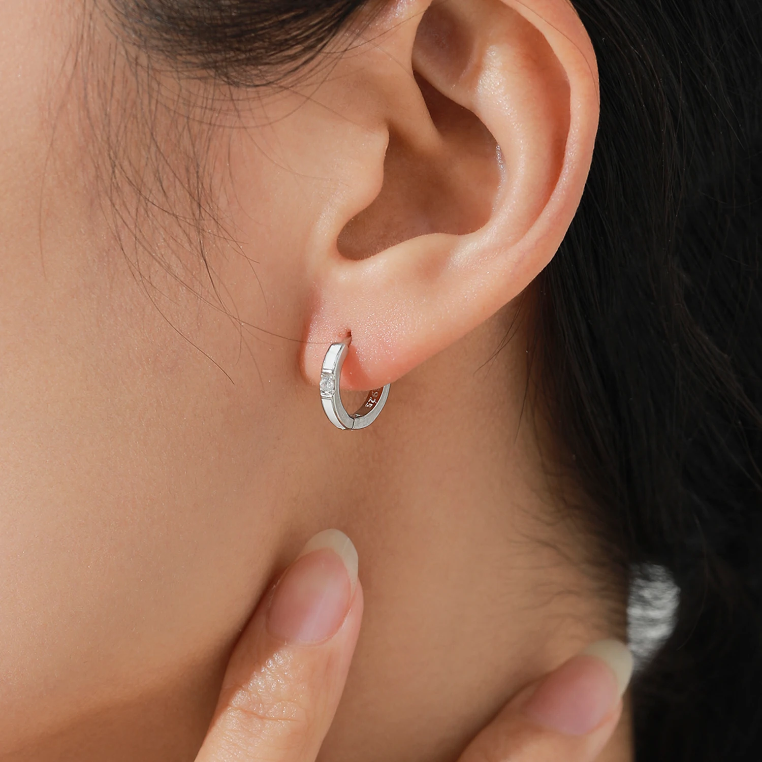 

Ailmay Simple 925 Sterling Silver White Enamel Dazzling Zircon Earrings For Women Fine Wedding Engagement Jewelry