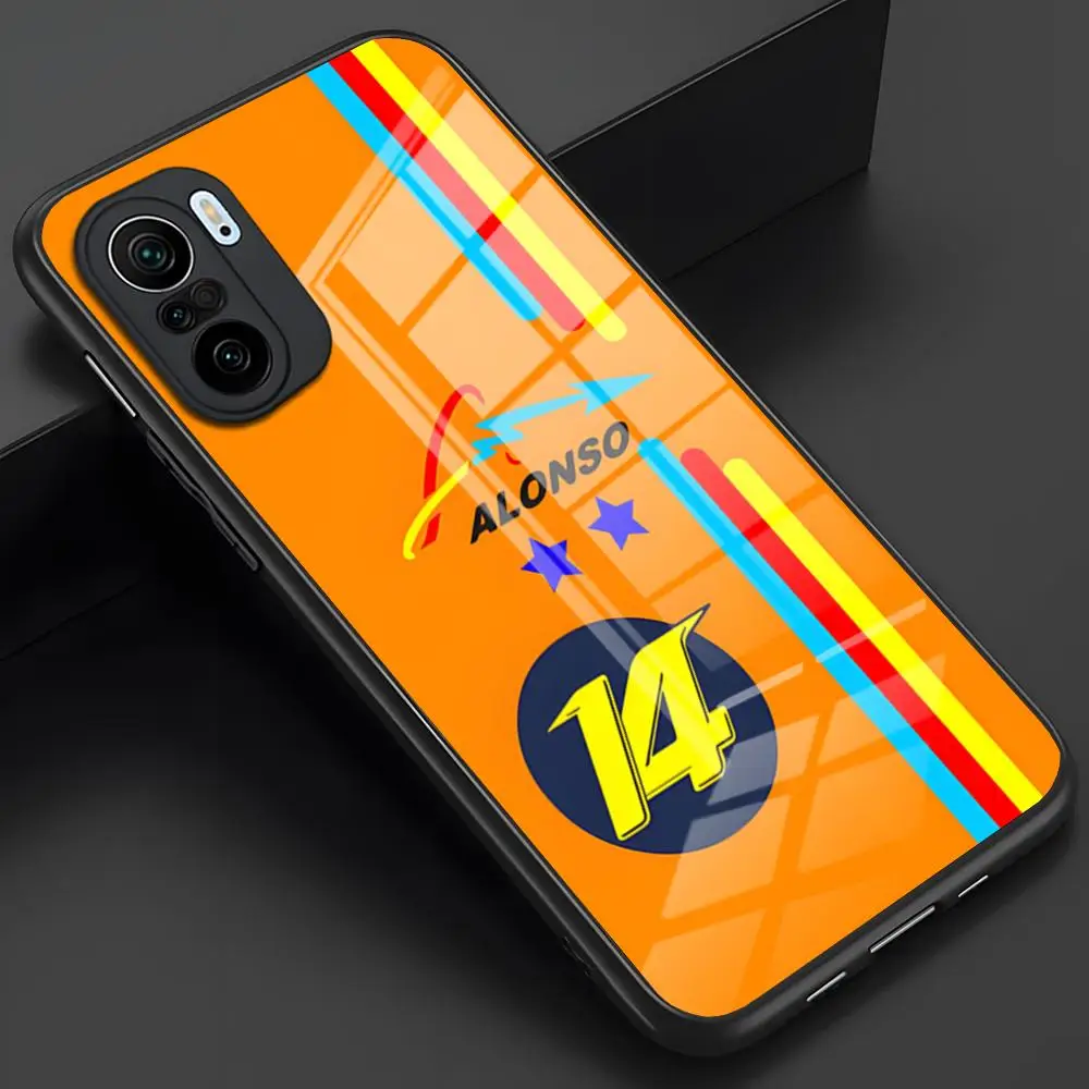 Custodia per telefono F1 Racing Fernando Alonso 14 per Xiaomi 13 10 10T 11i 11T Redmi Note 8 9 11 11S Pro Poco M4 X3 F3 Glass Design Cover