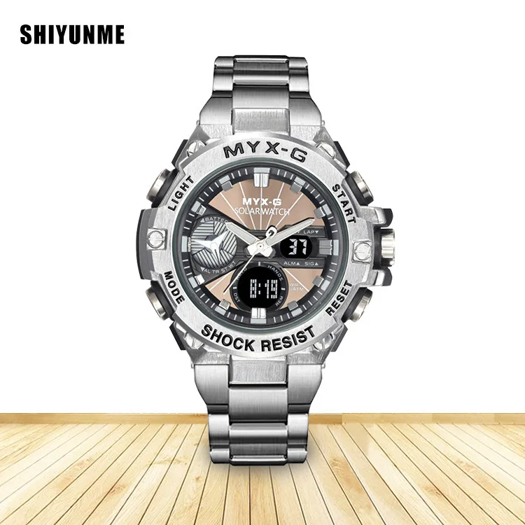 Solar Powered Fashion Men's Watches Multifunctional Waterproof Stainless Steel Top Brand High-end Electronic Watch For Men