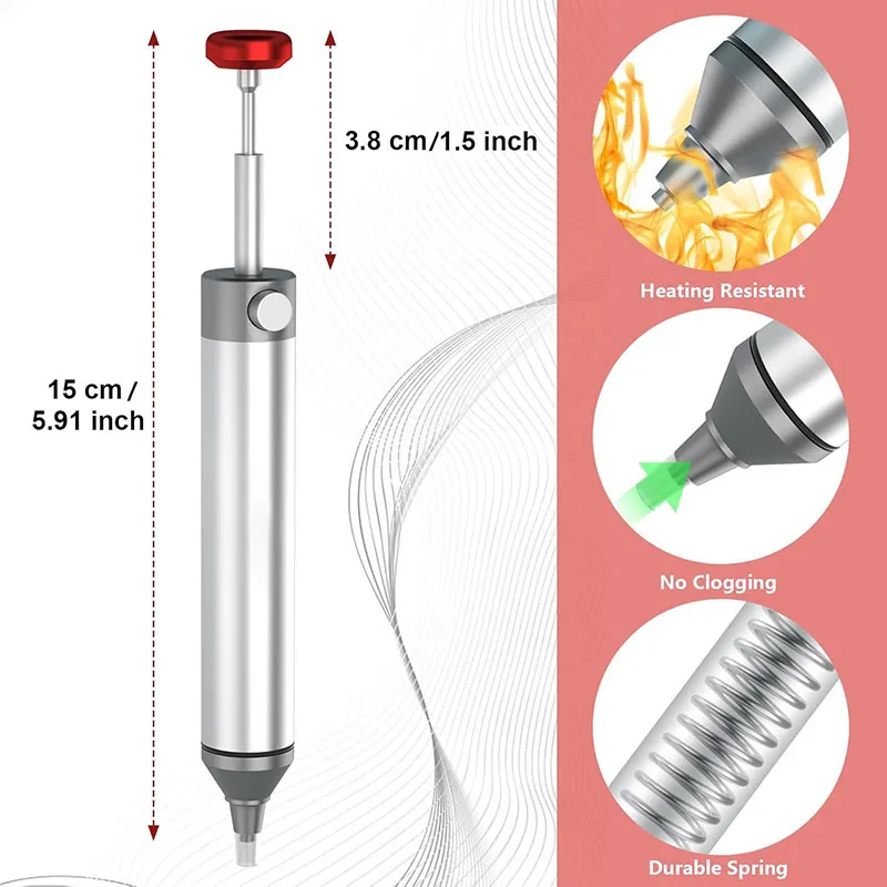 Przyssawka lutownicza bez zatykania Pompa rozlutowująca do usuwania lutownicy z wymienną, żaroodporną silikonową dyszą ssącą