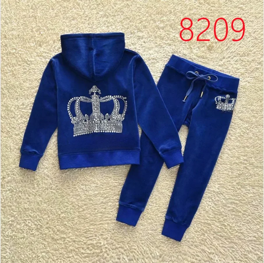 juicy Kids Velvet Tracksuit for Kids Fall/Winter Girl's Clothing Set Velour Sweatshirts and Pants Two Piece Children Suit