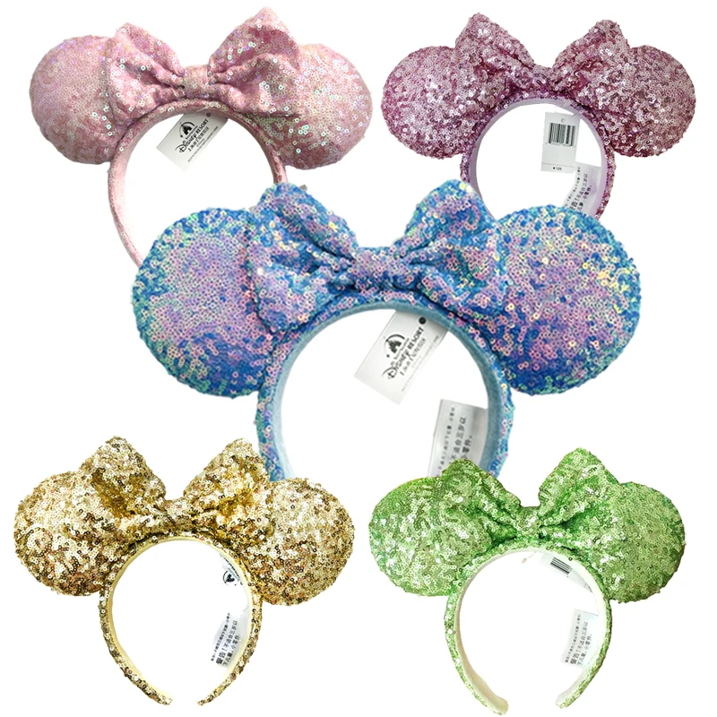 ディズニーミッキーマウスヘッドバンドハロウィン純粋なスパンコール耳アリーブンパーティーヘアウェアコスプレ大人/子供ヘアアクセサリー女性のための