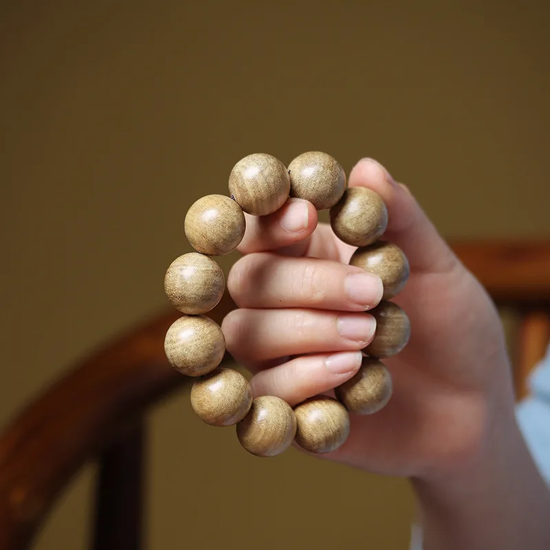 Natural milky aroma wood  Papua agarwood prayer beads  authentic old material  collectible item