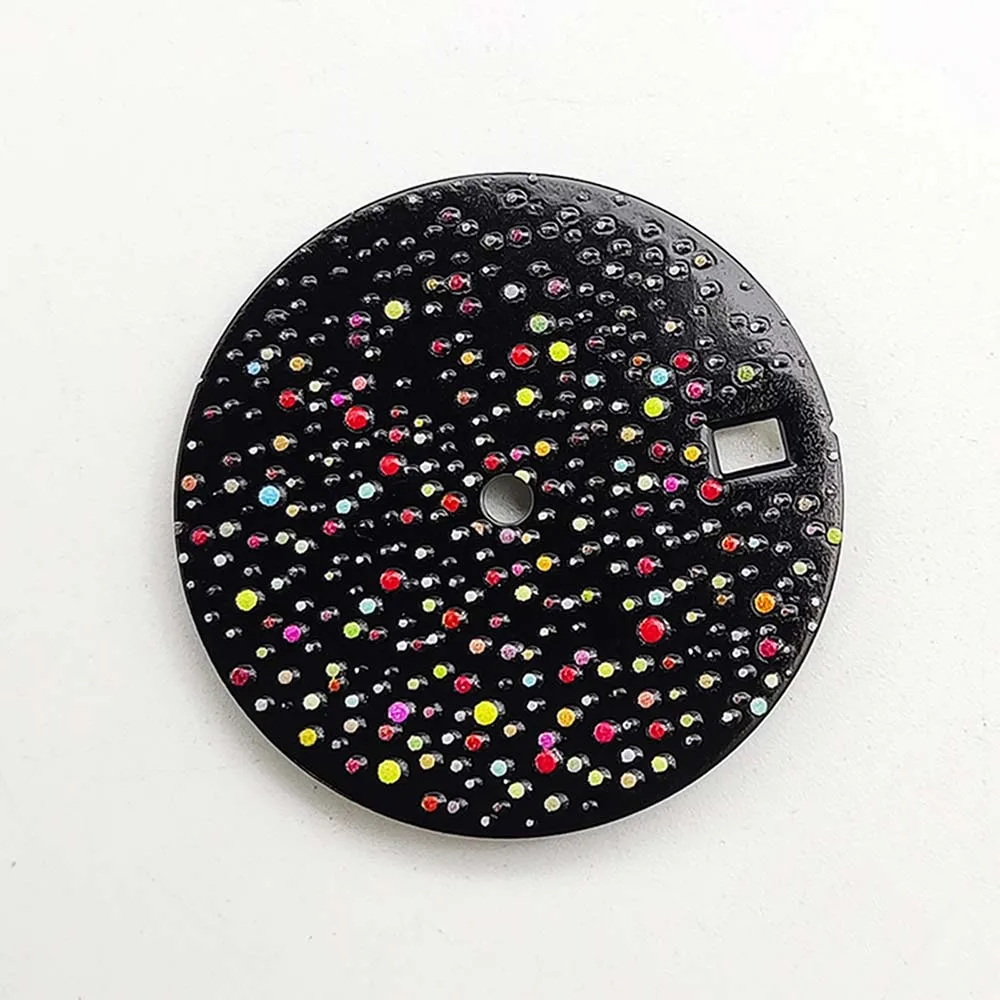 หน้าปัดนาฬิกา28.5มม. หน้าปัดนาฬิกาหน้าปัดสีดำ/ น้ำเงิน/แดงหลากสีสำหรับ NH35 NH36นาฬิกาปรับการเคลื่อนไหว4R