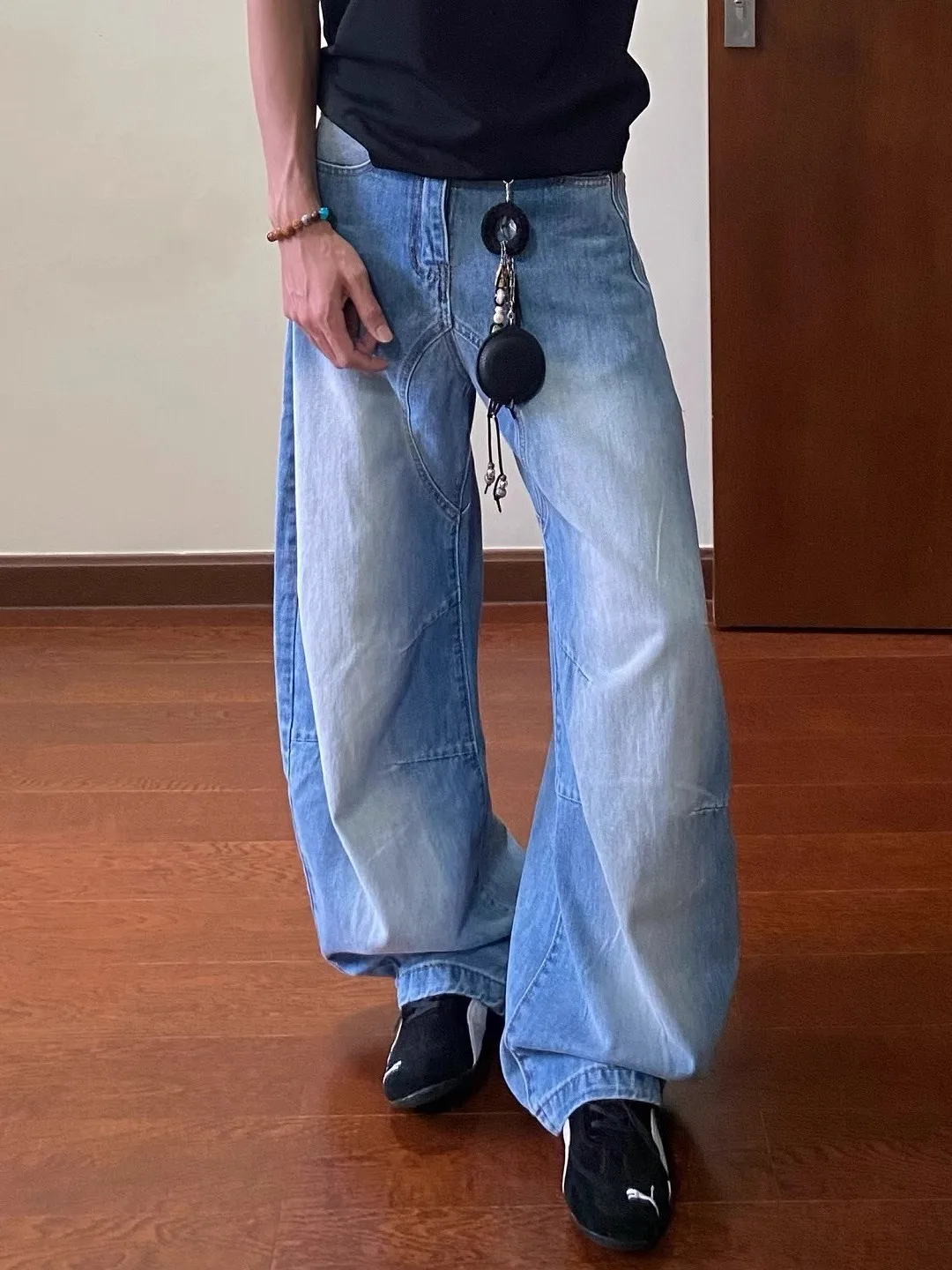 

Ретро-джинсы с широкими штанинами унисекс, повседневные прямые брюки свободного кроя, рабочая одежда, длинные брюки, молодежный тренд