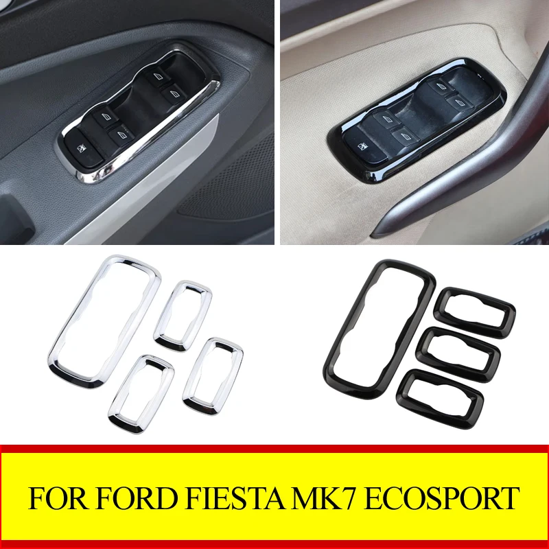 

Car Window Lift Switch Decoration Box Panel Cover Sticker Trim Accessories for Ford Ecosport New Fiesta MK7