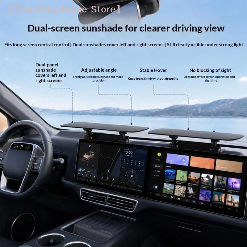 【M】Adjustable Car Sun Visor Heat Resistant Rotating Panel GPS Sunshade Block Reflection Sunlight Block Screen Shade 1PC