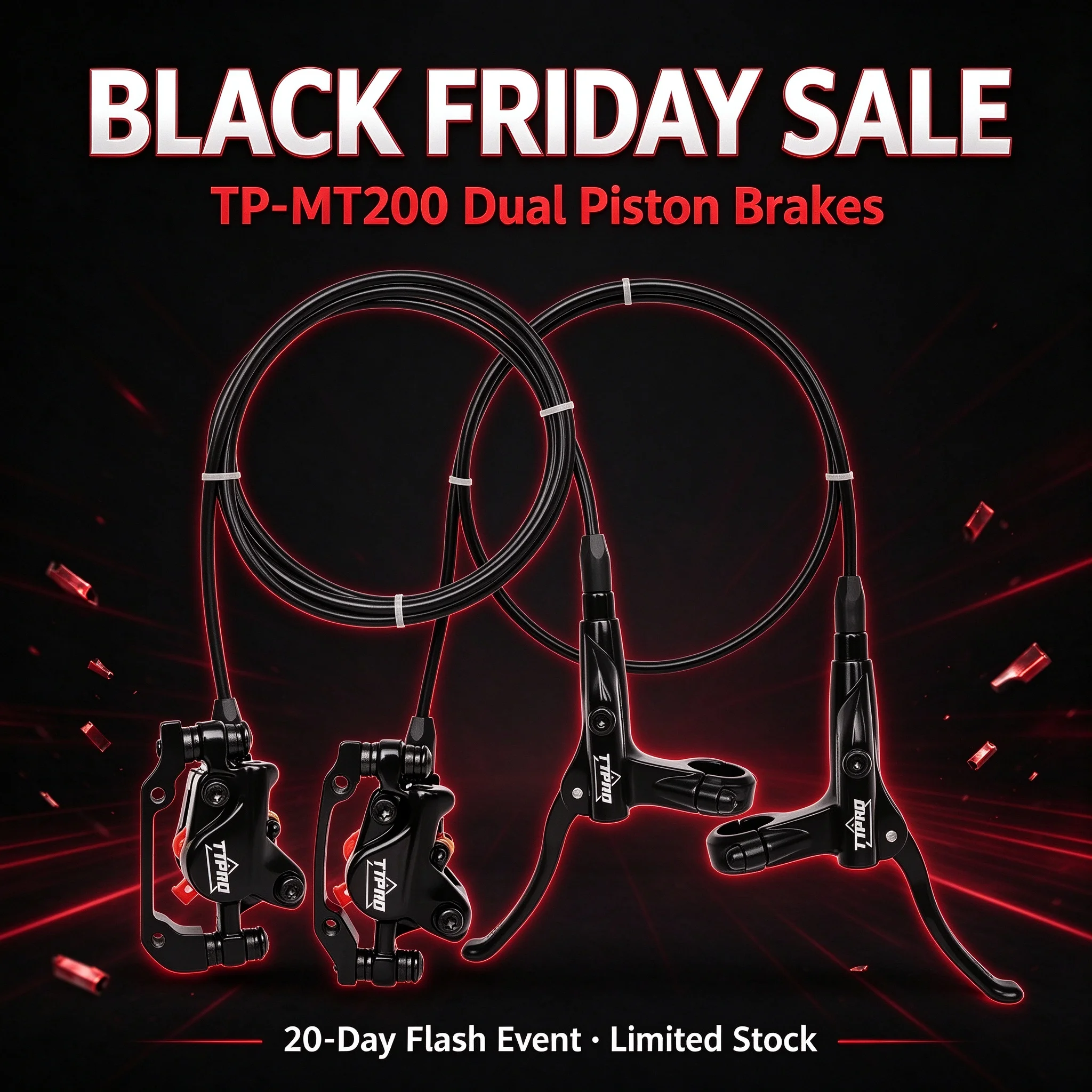 TTPRO Dual‑Piston Mountain Bike Hydraulic Disc Brake MT200, Hydraulic Brake for MTB, Cycling Accessories