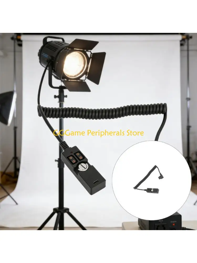 

U55B Spring Coiled V Lock Battery Charging Cable Dtap To Type C With 3 Output For Film Production And Studio Equipment